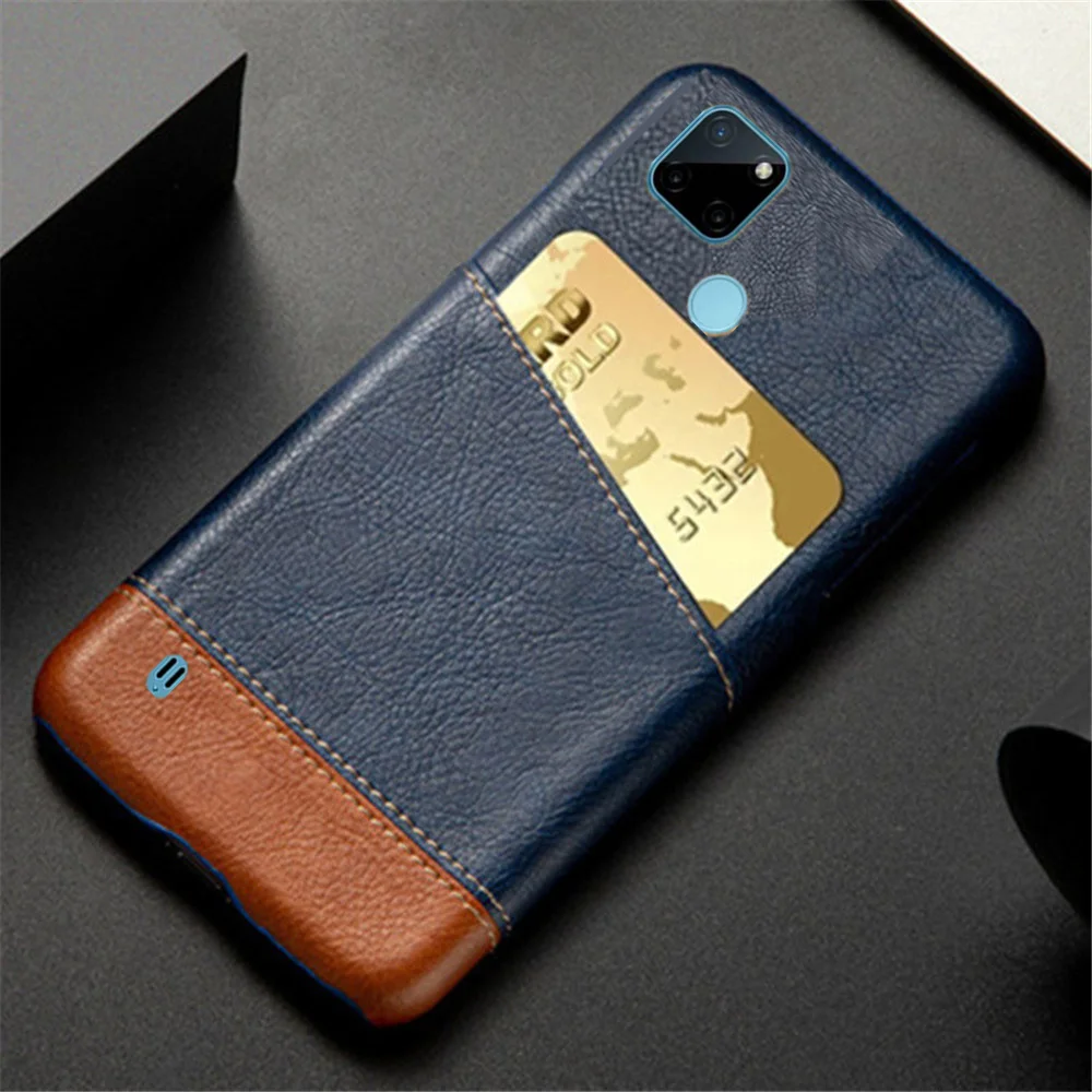 Luxury Case For Cover OPPO Realme C21Y Case Mixed Splice PU Leather Card Slots Holder Cover For Realme C21Y C21 Y RMX3261