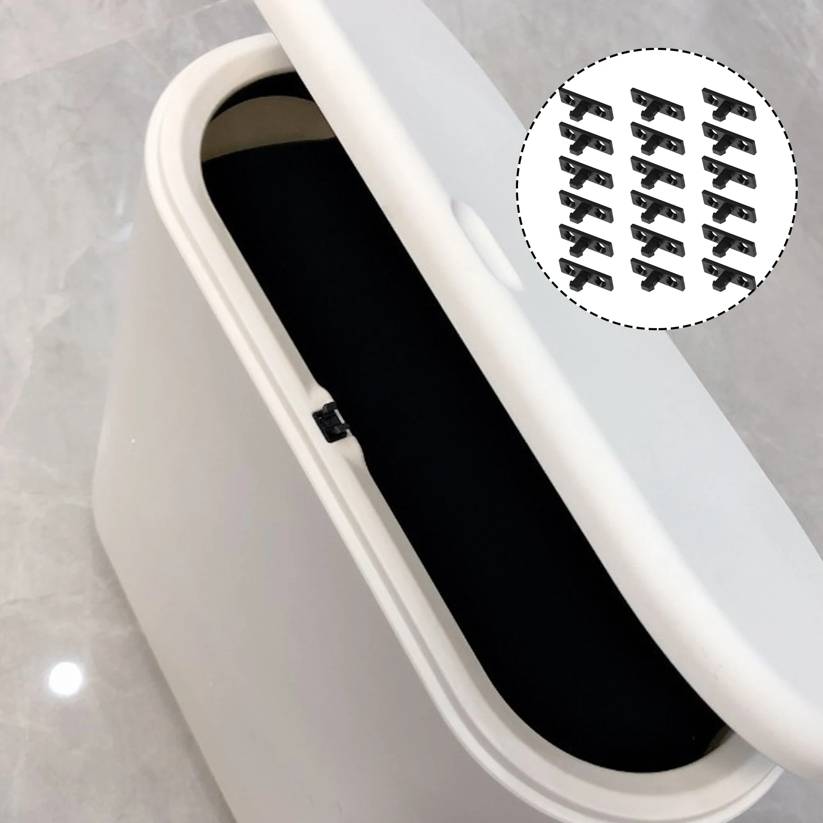 

50 Pcs Press Buckle Garbage Can Buttons Trash Cans Switch Lock Plastic Push Buttons Bucket Black Waste Bin Latches Home
