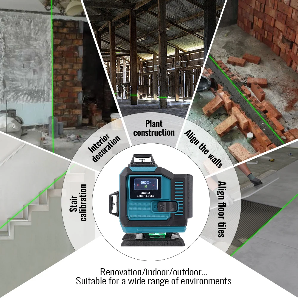 Hormy 4D poziom lasera 16 liniowy poziome i pionowe zielony promień z pilotem 360 ° funkcja automatycznego poziomowania ekranu dotykowego