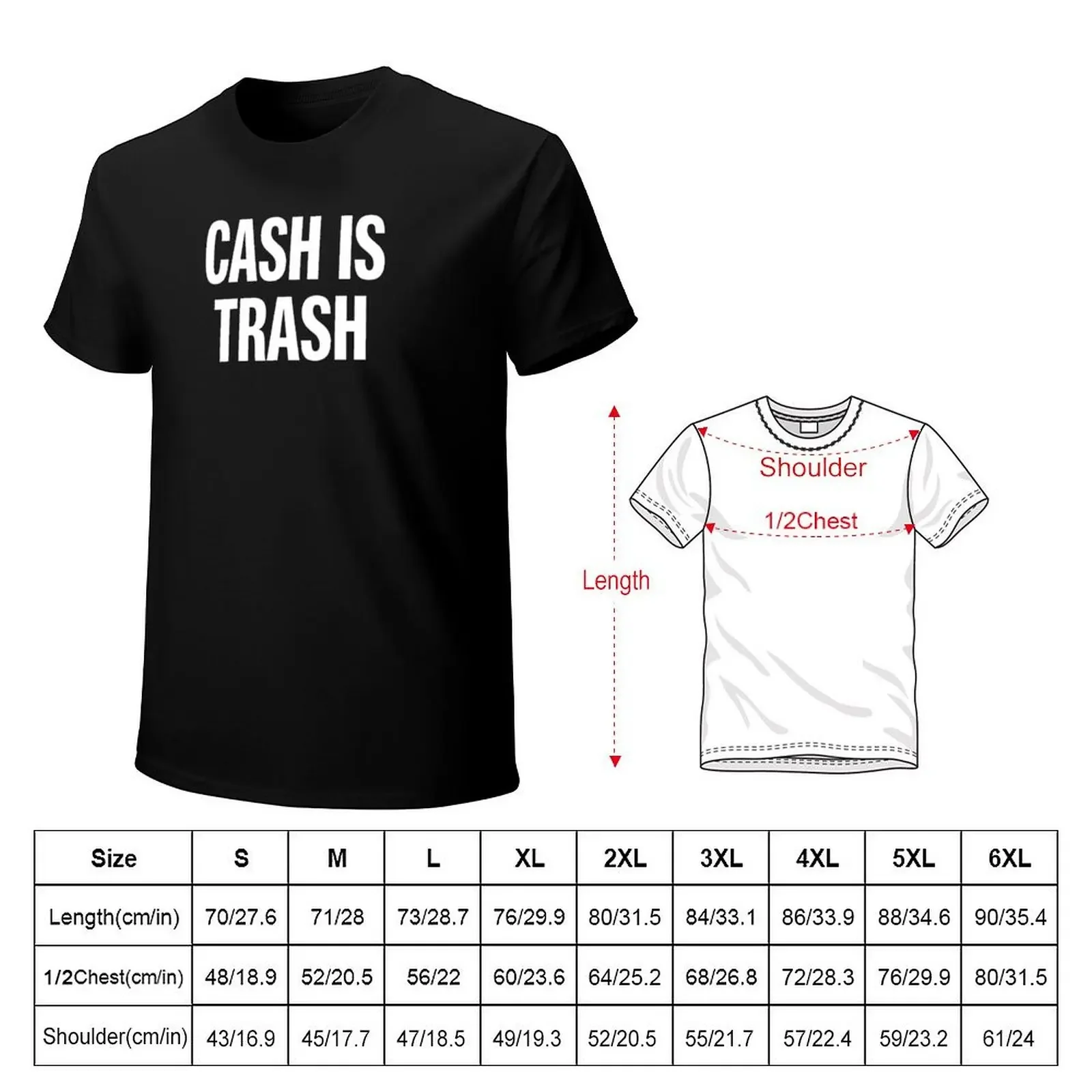 Cash Is Trash Crypto Bitcoin Cryptocurrency T-Shirt man clothes rapper graphic tees blue archive oversized mens graphic t-shirts