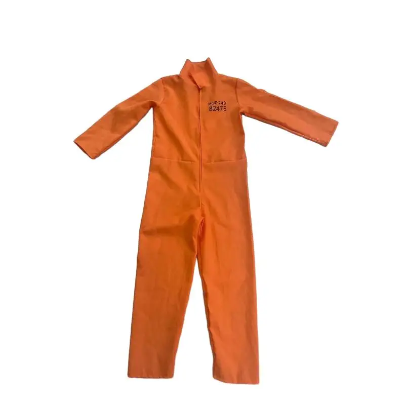 Christmas Prisoner Costumes Men Orange Convict Inmate Adult Man Girls Halloween Costumes For Men Women Bodysuit Carnival Party