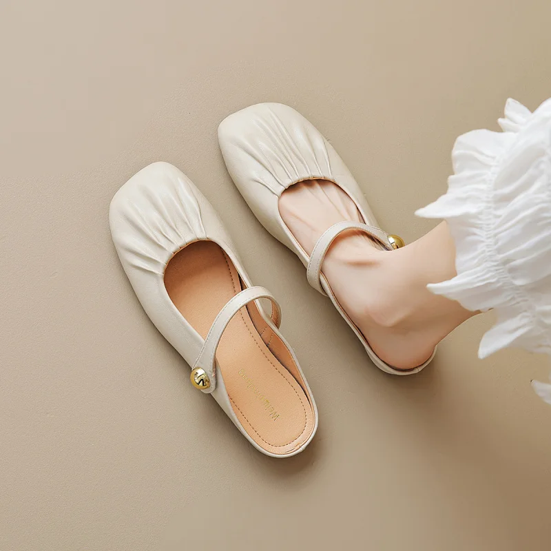 

Women's open-toe mules for outdoor wear in summer, silver one-strap beach flat mules for women