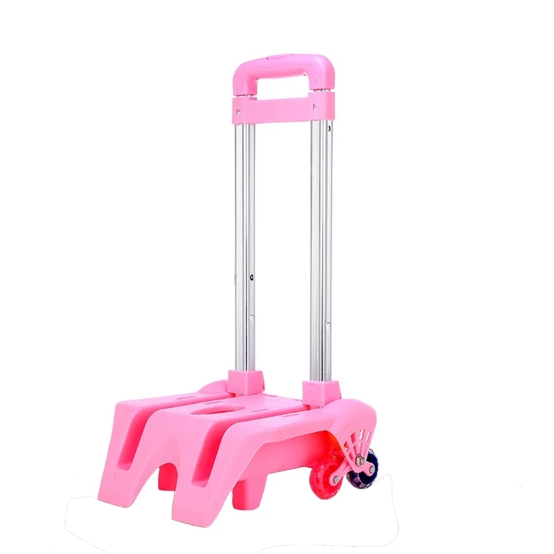 Foldable Pulling Rod Cart Aluminum Alloy Cart Kid Trolley Supplies Accessory for Kindergarten Primary School Backpack F3MD