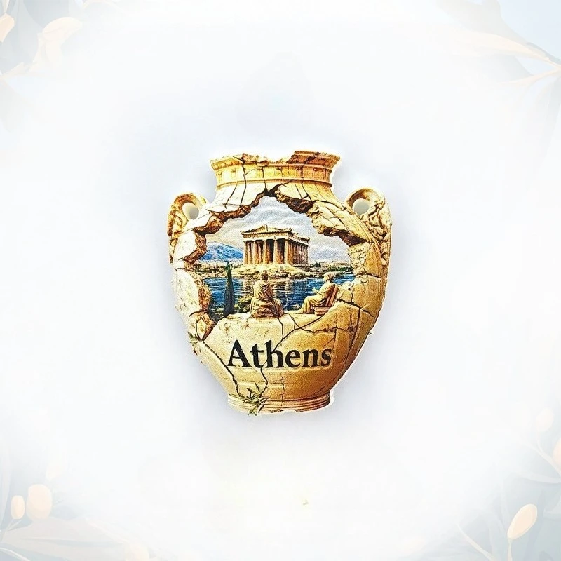 Imán para nevera de cerámica griega, recuerdo de ánfora antigua 3D, decoración clásica mediterránea, regalo único de Europa con imán fuerte
