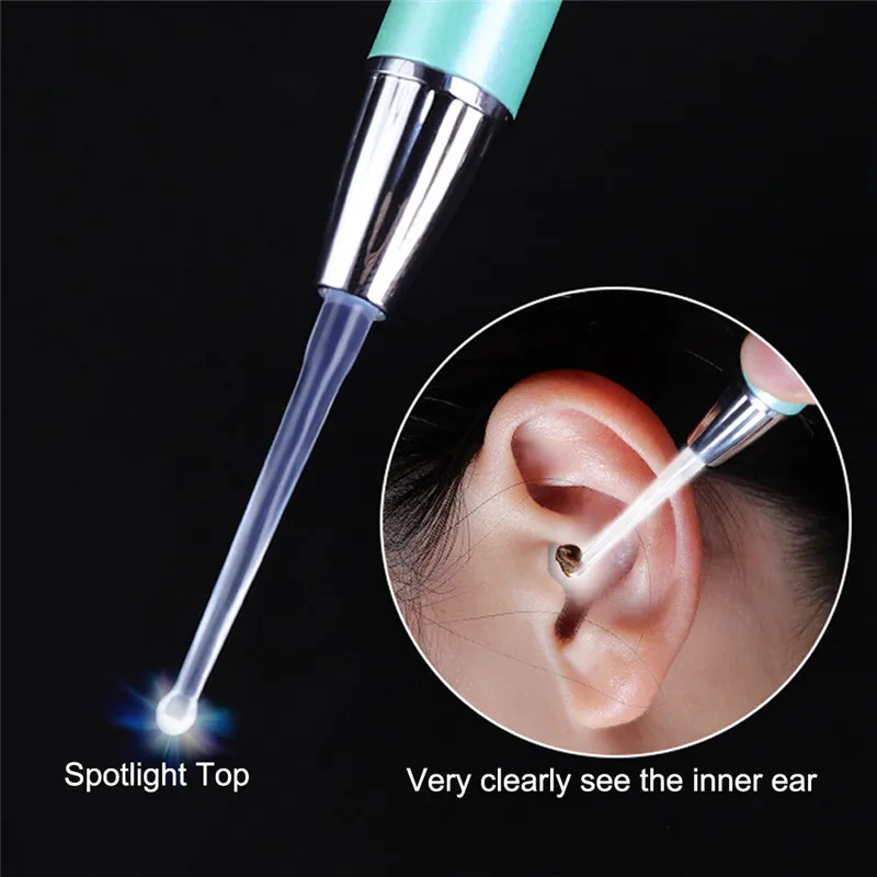 LED Baby Ear Wax Removal Cleaner Tool Flashlight Earpick Endoscope Penlight Cleaning Remover Light Visual Spoon with Magnifier