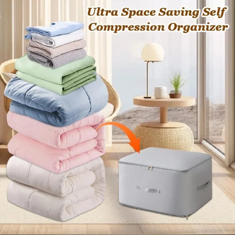 

Compression Duvet Storage Bag Large Capacity Closet Cabinet Organizer Foldable Quilt Pillow Blanket Compressed Storage Pouch