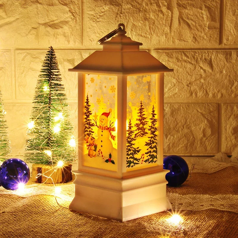 Vintage Portable Oil Lamp Christmas LED Night Lights Battery Powered Home Hanging Lanterns Festive Party Decor Gift New Year