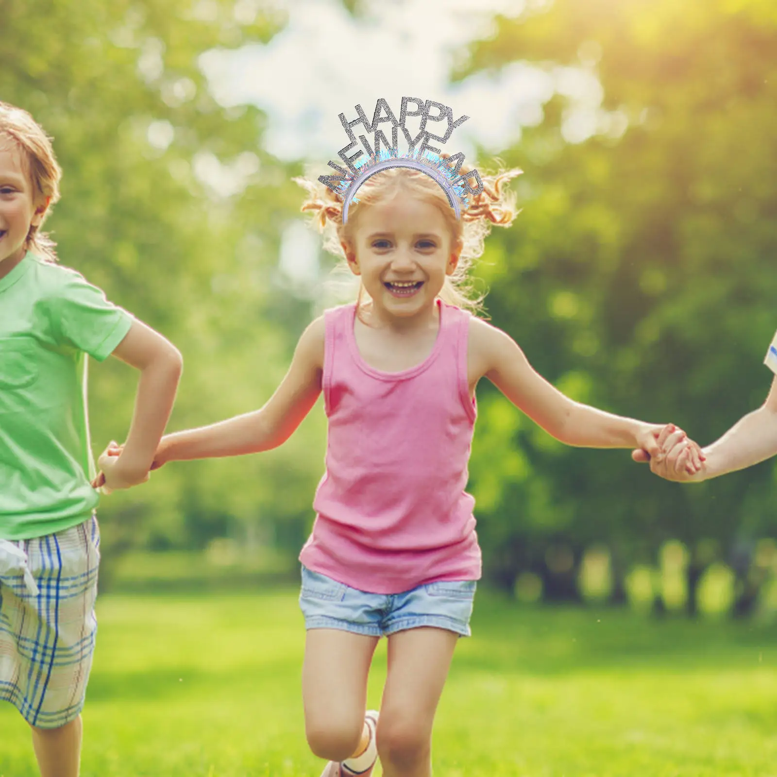 

4Pcs Happy New Year Headband Glitter Decorative Hair Accessories for Women Girls New Year Eve Party Women Headband