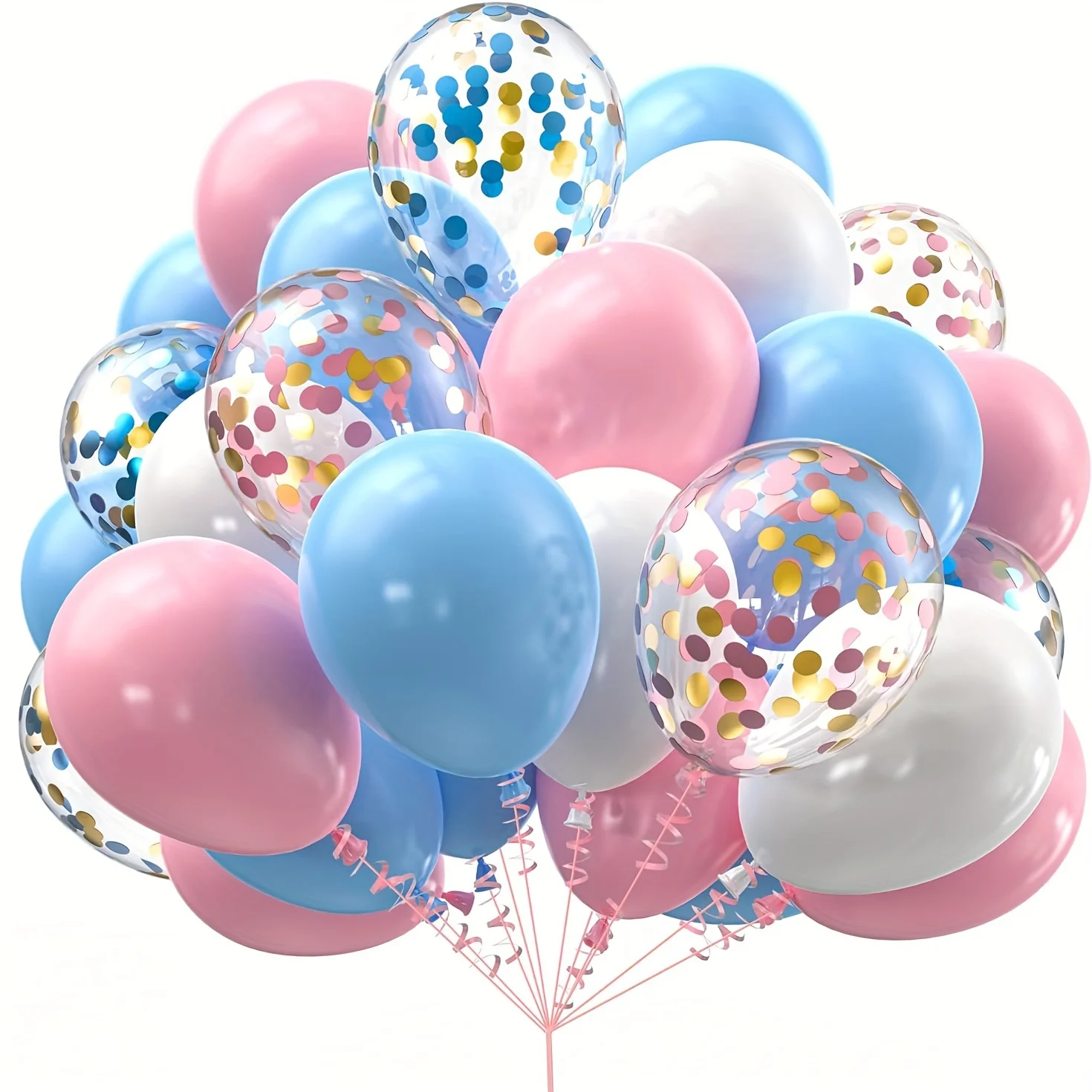 36pcs pink blue balloons with confetti balloons, suitable for birthdays, gender reveal, party decorations