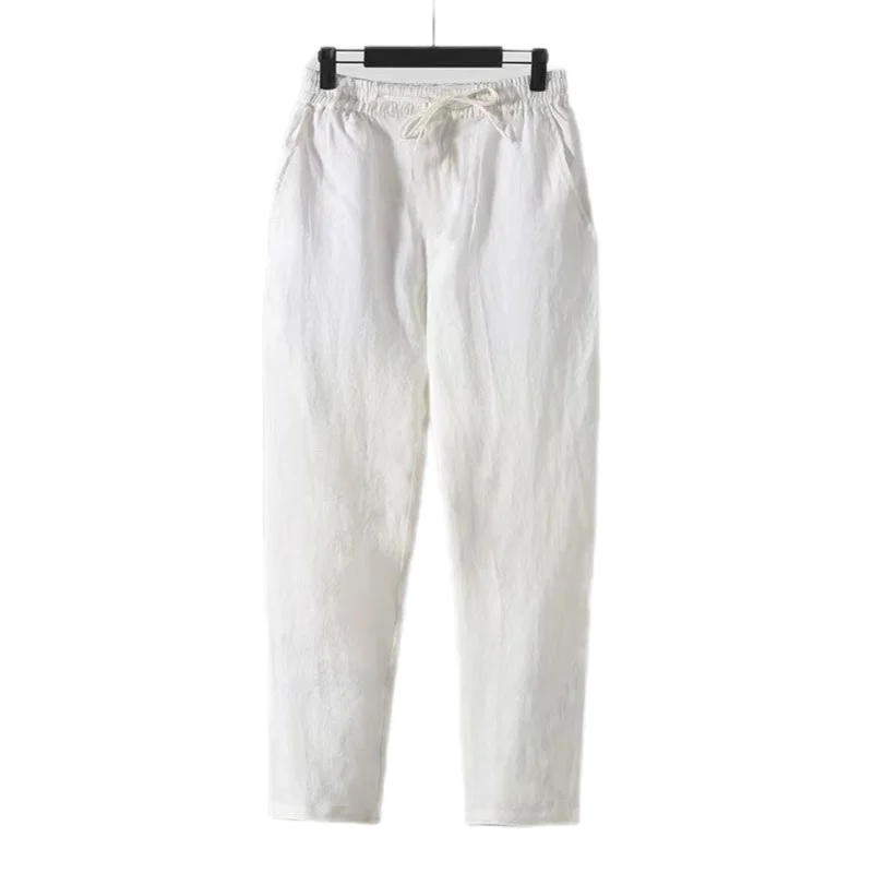 

New Summer 2025 Thin Loose Mens Joggers Cotton Linen Cropped Pants Men's Casual Chinese Style Comfortable Breathable Pants Men