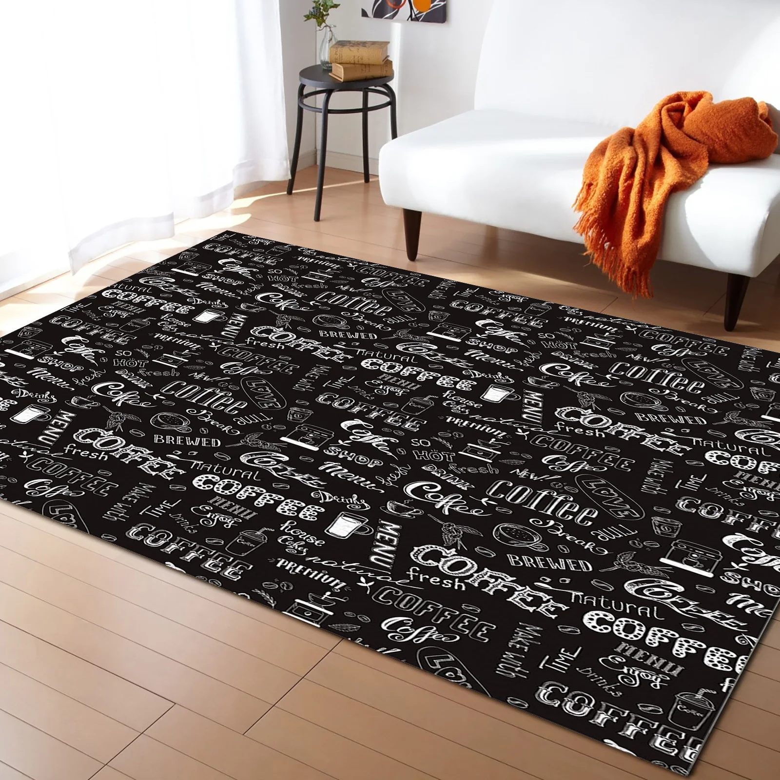 

Coffee Bean Milk Tea Black Living Room Carpet Coffee Table Floor Mat Study Bedroom Bedside Home Decoration Large Rug Floor Mat