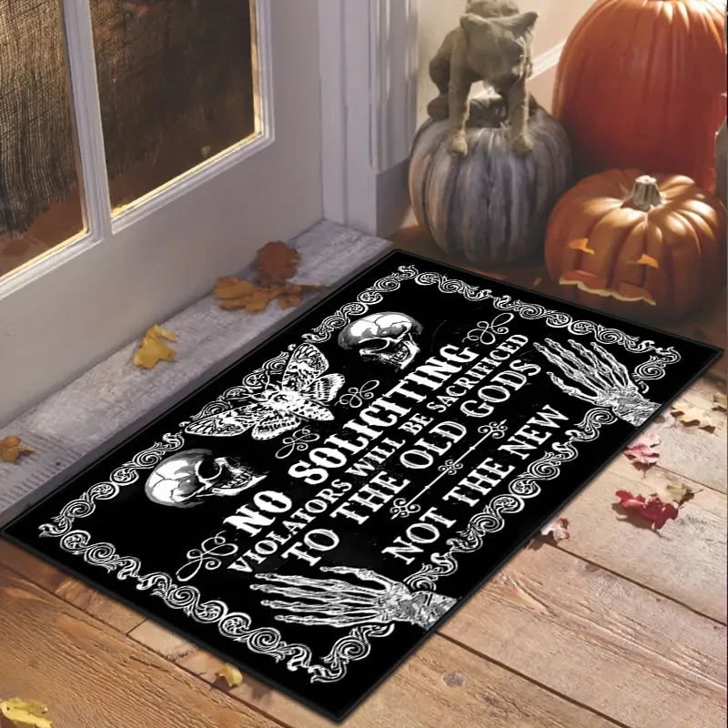 VIKAMA Halloween Day of the Dead Dekorativer Teppich, langlebige Heimdekoration, festliche Atmosphäre, Eingangstürmatte, Küchenmatte