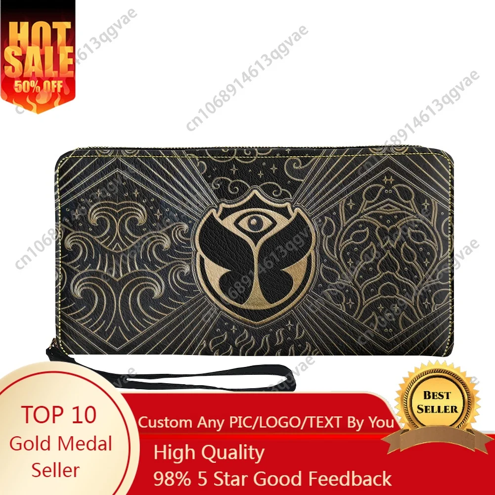 

Tomorrowland Flag Music Festival Custom Purse Mens Womens Teenagers Zipper Long Wallets Double Print Portable Wallet Gift Bag