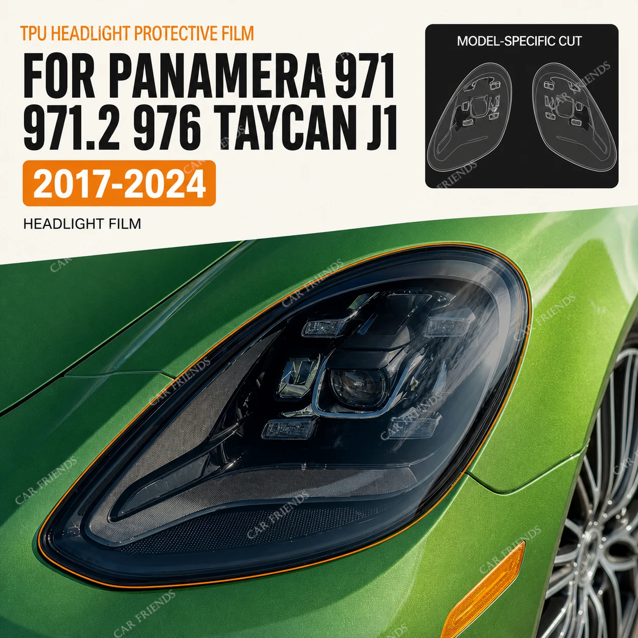Custom Fit Pre-Cut Smoked Black TPU Headlight Protective Film for Porsche Panamera Taycan 971 971.2 976 J1 Car Lamp Protection S