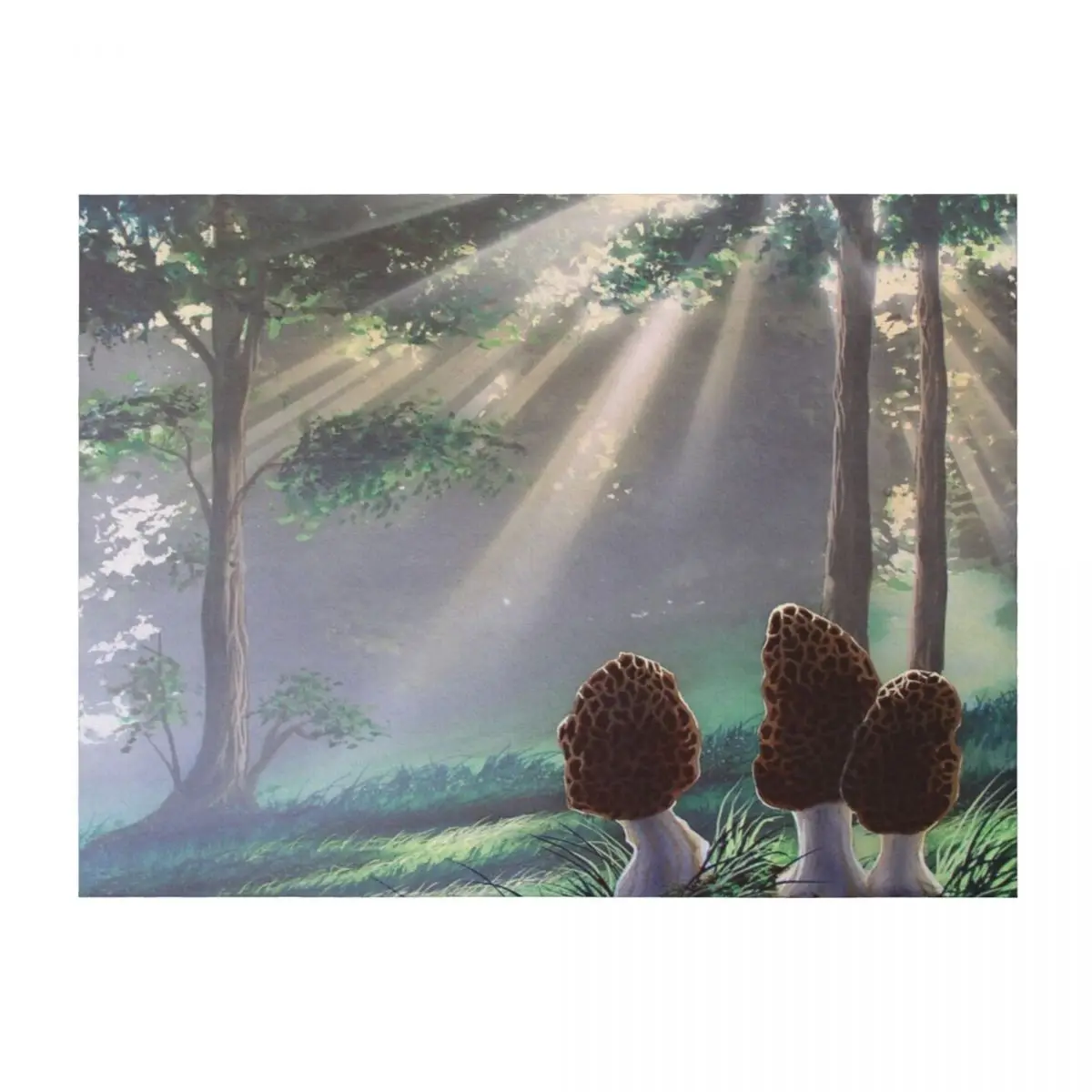 Coperta da tiro Woodfish (fungo Morel) per divano letto, divano gigante, coperte anime scozzesi