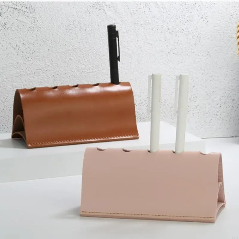 Penyelenggara Pena Meja Kulit Dengan Berbagai Slot Untuk Alat Menulis Perlengkapan Kantor Penyimpanan dan Dekorasi K1KF