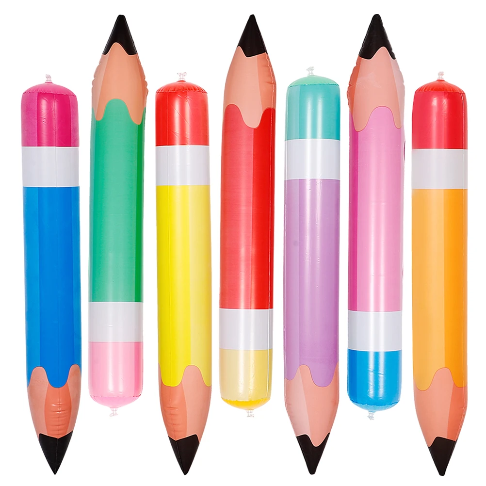

7pcs Inflatable Pencils Blow up Crayons Giant Props Back to School Balloons Classroom Decor Vivid Colors Festive Design