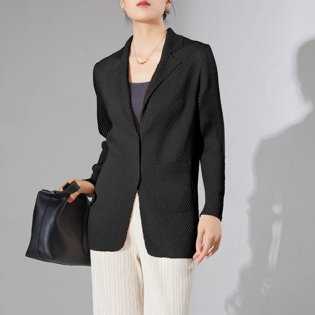 

Miyake Women's Casual Suit Top Fish Scale Pleated Design High-End Versatile Autumn Jacket
