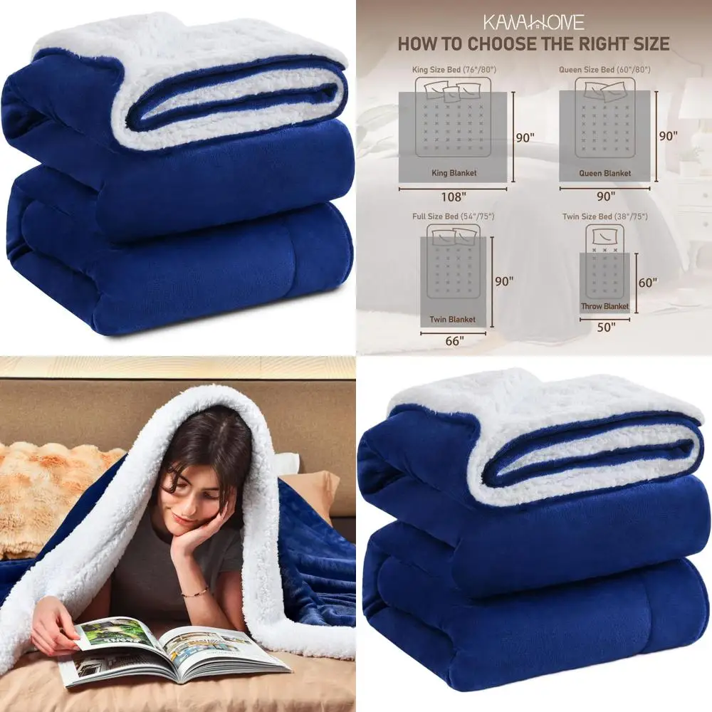 

Одеяло King Size, очень теплое, утяжеленное - 500GSM, плюшевое, 108x90, темно-синее
