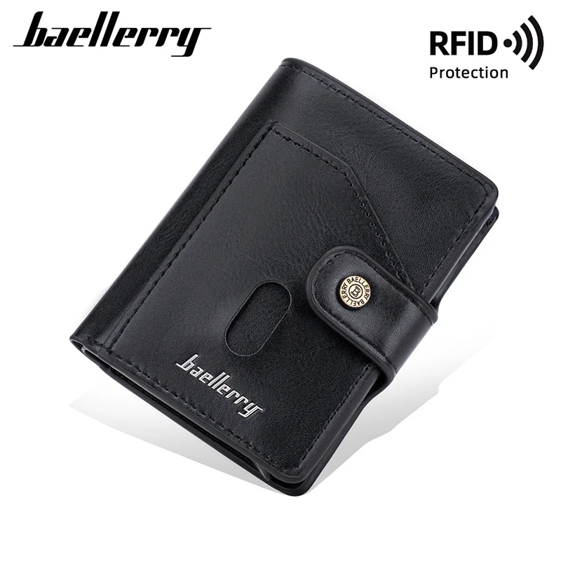 Baellerry New RFID Small Card Holders Men Wallets High Quality Buckle Card Cover Male Popup Wallet Brand Card Box Slim Man Purse