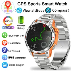 New GPS Smart Watch Men Outdoor Sports Waterproof Fitness Heart Rate Blood Pressure Compass BT Call Smartwatch for Huawei Xiaomi