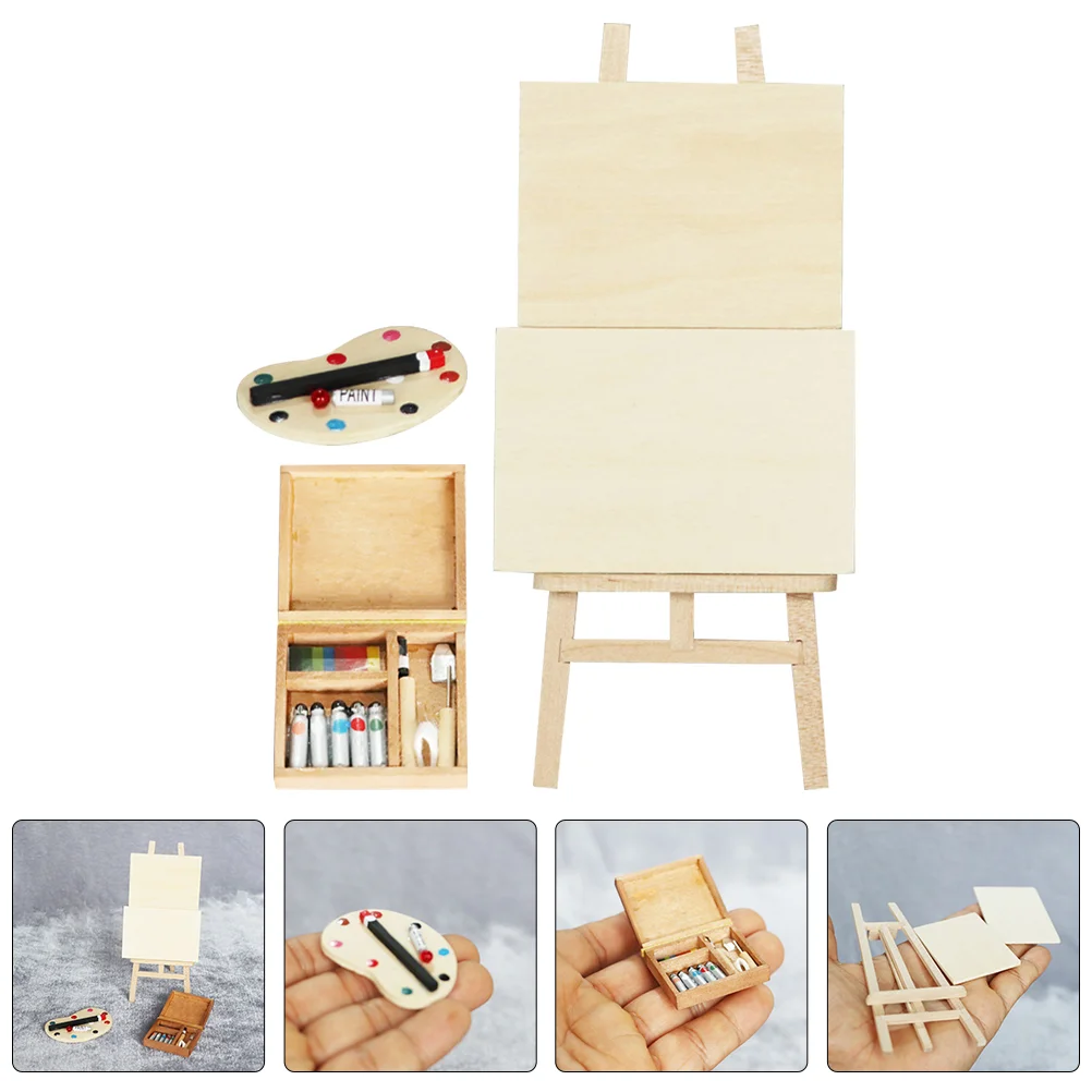 

Dollhouse Painter Mini Adornment Accessories Decorations Model Miniature Easel Painting Board Wooden Child Simulation