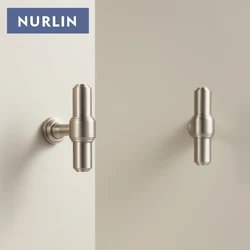 Nurlin Solid Brass Luxurious Matte Silver Nickel Brushed Cabinet Door Drawer Handle Wardrobe Handle T-bar