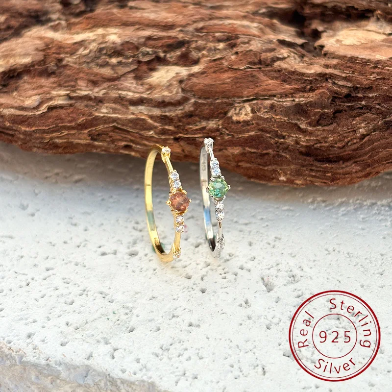 

Классическое женское модное кольцо из серебра 925 пробы с турмалином, штабелируемое, подходит для повседневной носки, праздничный подарок на День святого Валентина