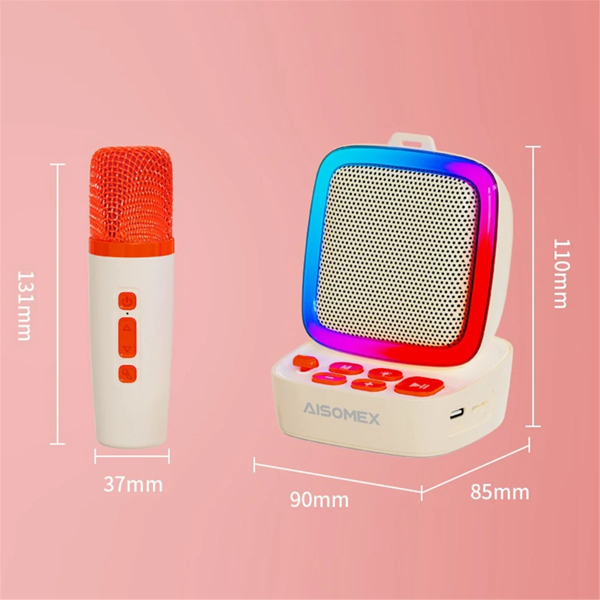 

Efficient AISOMEX B156 Bluetooth Speaker Karaoke Audio Microphone,Pink A