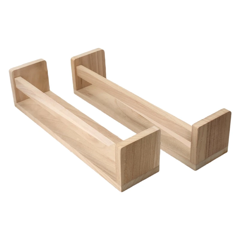 ●2Pcs Bookshelf,Natural Wood Floating Wall Bookshelf for Kids,Nursery Shelves for Wall,Bathroom Decor, Kitchen Spice Rack