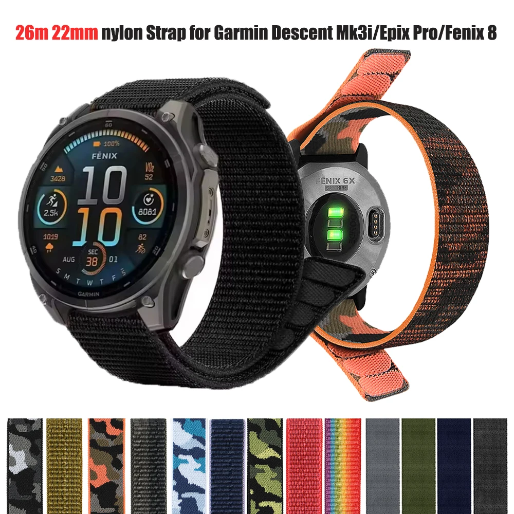 Correa de liberación rápida de 26mm y 22mm para Garmin Descent Mk3i, banda de 51mm Fenix E 8/Forerunner 965 955, correas de nailon para reloj, pulsera de repuesto