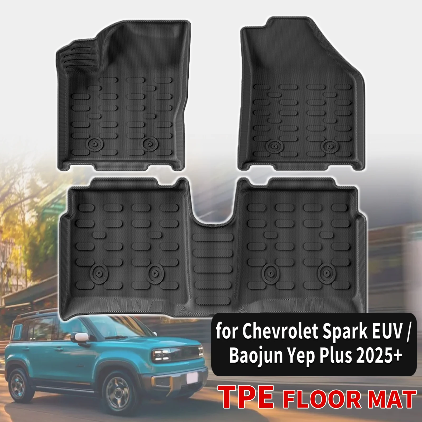 

for Chevrolet Spark EUV Baojun Yep Plus 2025 2026 Durable TPE Car Floor & Trunk Mats, Non-Slip Easy Clean (Not For RHD)