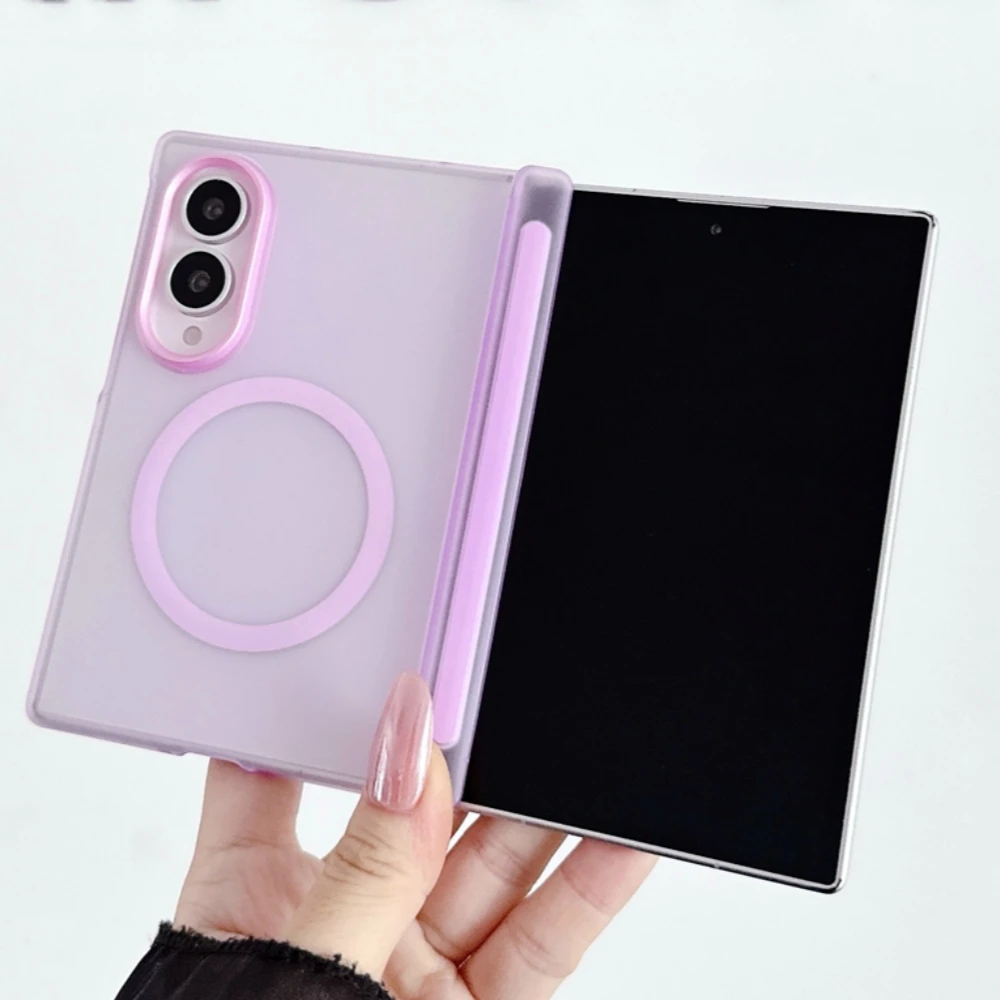 Luxury Hinge Protect Matte Frosted Semi Transparent For Magsafe Case For Samsung Galaxy Z Fold 8 Ultra Fold8 Fold 7 6 5 Cover