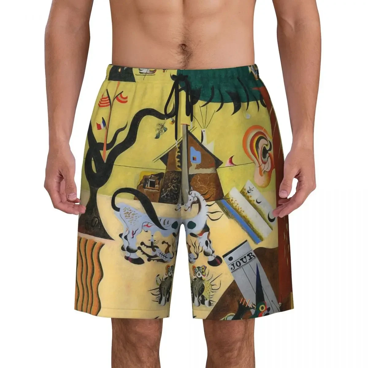 

Мужские плавки для плавания с принтом Джоан Миро The Tilled Field, быстросохнущие пляжные шорты, суперреалистичные плавки