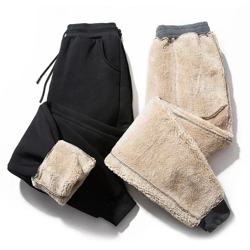 

Trousers Heavy Warm Men Winter New Cotton Fashion Sweatpants Joggers Male Casual 2022 Black Lambswool Fleece Thick Plush Pants