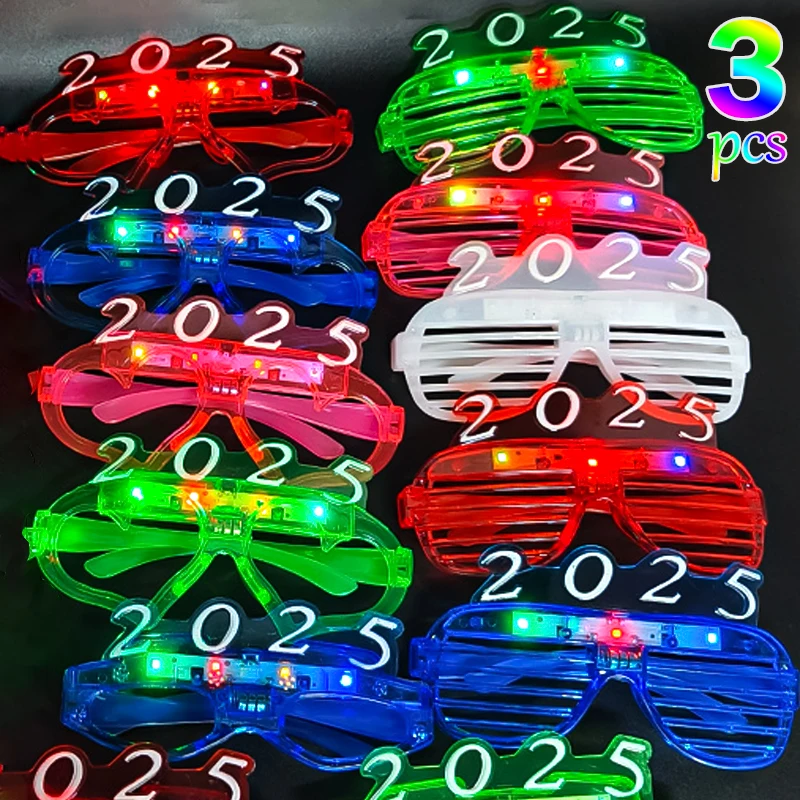 LED Luminous Glasses Toys 2025 Blinds Heart-shaped Glasses Bar Music Festival Cheer Flash Props Birthday Wedding Party Supplies