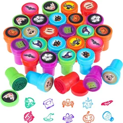 10pcs Halloween Theme Children Stampers Cartoon Party Favors Kids Self-ink Seal Scrapbooking Ghost Spider Pumpkin Stamp