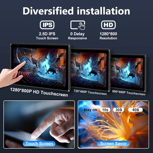 Imagen 2 del producto Pantalla giratoria portátil Universal de 8 pulgadas para coche, Carplay inalámbrico, Android, Auto y WIFI, enlace de espejo, cámara trasera de estacionamiento, estéreo auxiliar