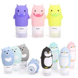 1PS Portable Cute Cartoon Bear Penguin Animal Silicone Travel Case Organizer Shampoo Shower Gel Lotion Storage Refillable Bottle