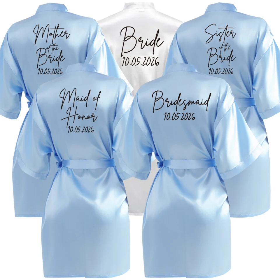 

Just personalized Wedding Date Bathrobe Bride Robe Gown Bridal Robe White Elegant Bridal Nightgown for Bride