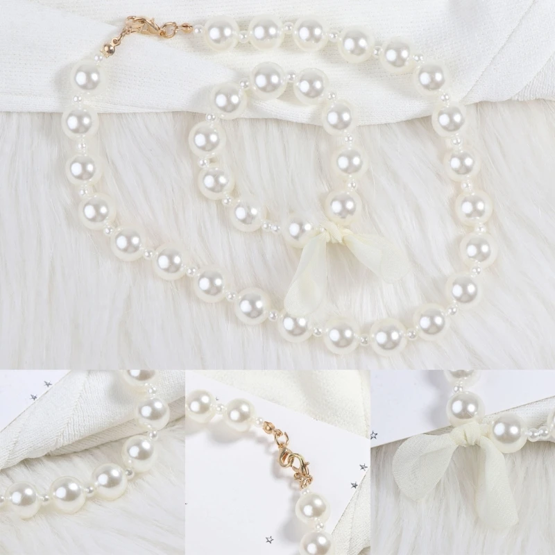 Children Imitation Pearl Jewelry Baby Girl Jewelry Set Necklace Bracelet Suit