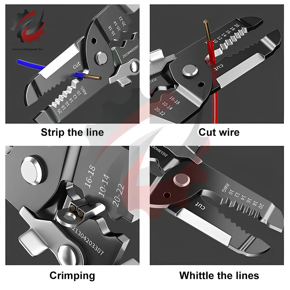 Professional Wire Stripping Pliers Multitool High-carbon Steel Cable Cutting Terminal Crimping Electrician Repair Hand Tools