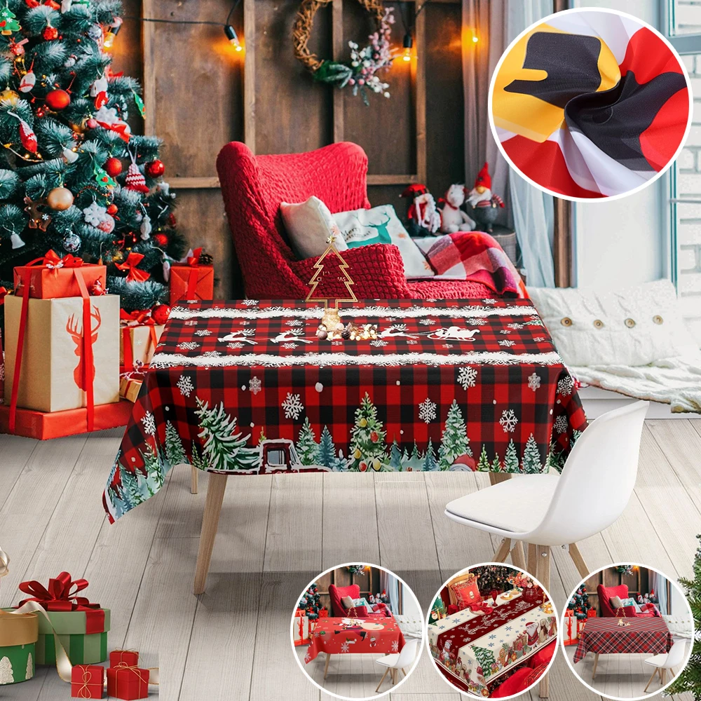 Christmas Tablecloth Santa Claus Pattern Rectangular Tablecloth Christmas Tablecloth Farmhouse Table Waterproof Dirt Repellent