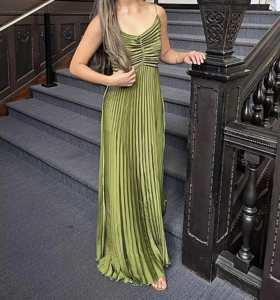Атласное платье подружки невесты, длинное женское тонкое плечевое платье с v-образным вырезом, плиссированное длинное вечернее платье, элегантное бальное платье, вечернее платье