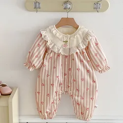 2025 New Spring Toddler Baby Girl Romper Long Sleeved Cotton Print Newborn Baby Girl Jumpsuit 0-24M Children Clothes