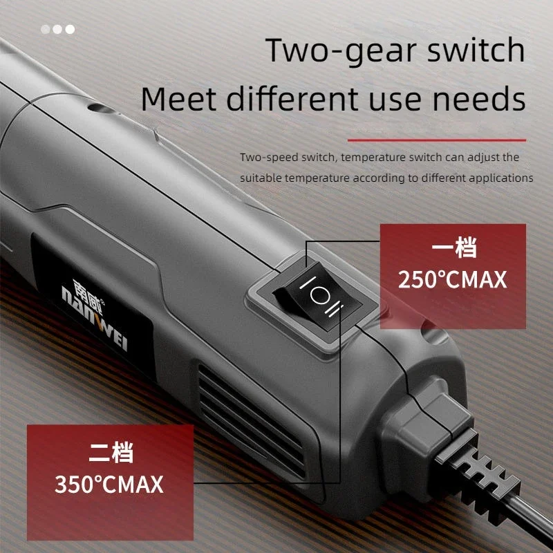 Imagem -02 - Nanwei 220v Faça Você Mesmo Pistola de Calor Ferramenta Elétrica Lança ar Quente 140 300w Temperatura Arma com Suporte Assento Ferramentas Plásticas Psiquiatra