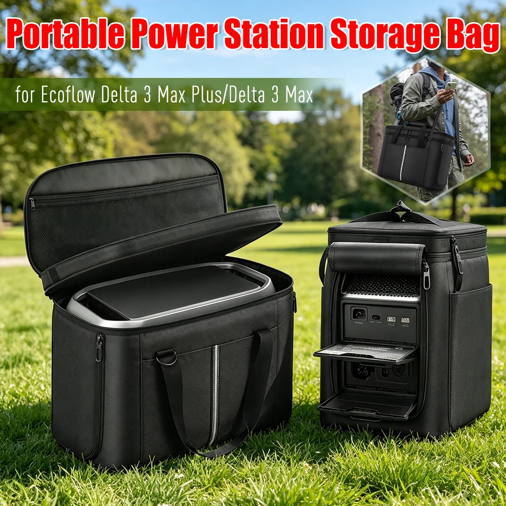 Portable Power Station Storage Bag Fit for Ecoflow Delta 3 Max Plus/Delta 3 Max Hard Protective Case for Road Trip & Emergency