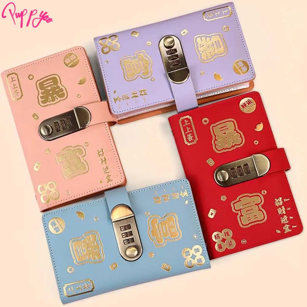With Password Lock Saving Money Binder Savings Handbook PU Leather Budget Binder with Lock Wallet Storage Cash Envelopes