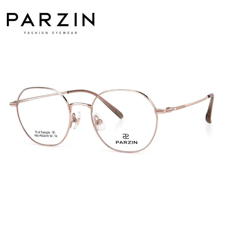 PARZIN  New Round Women's Eyeglasses Frame Fashionable Lightweight Titanium Optical Glasses Frame For Men 62218