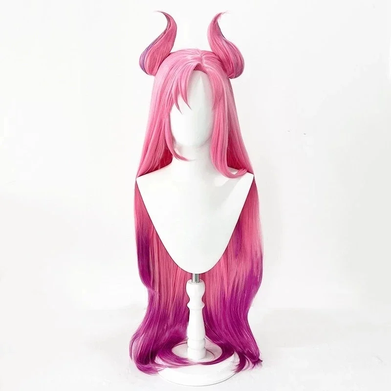 100cm game LOL star guardian Kaisa cosplay wig pink Purple Gradient long synthetic hair heat resistant Halloween wigs wig cap